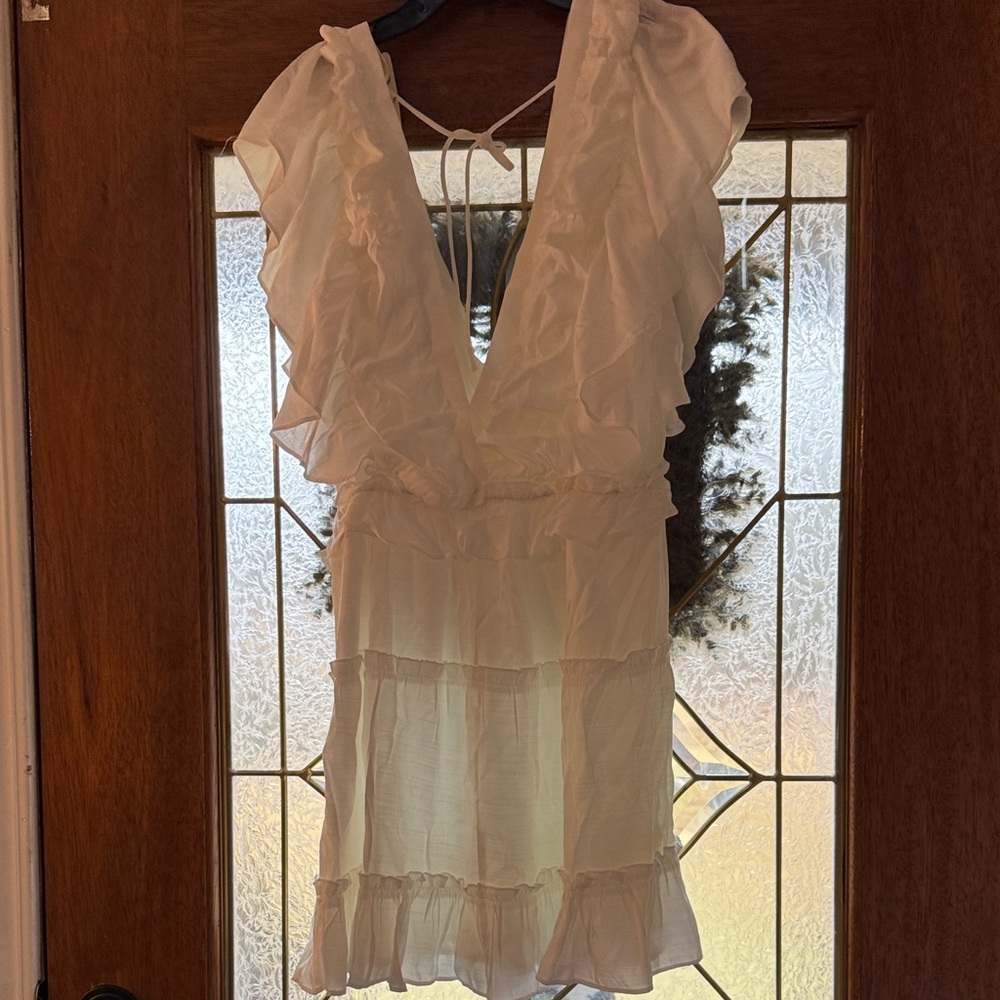 Glam Ivory Ruffled Mini Dress - Picture 6 of 6